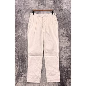 Safi Pants 32 x 30 Mens Off White Cotton Side Adjusters Double Pleat Trouser